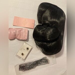 Mupul black wig with accessories new